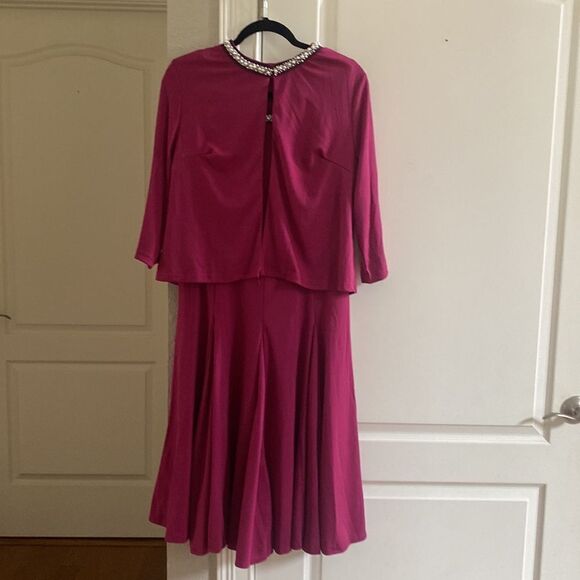 Beaded Dress with Jacket Dusty Pink Midi 2XL - Picture 8 of 9